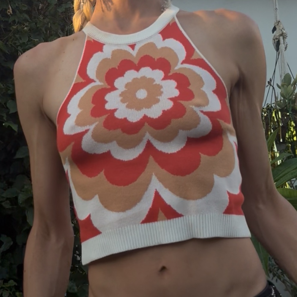 Bold Floral Knit Tank Top